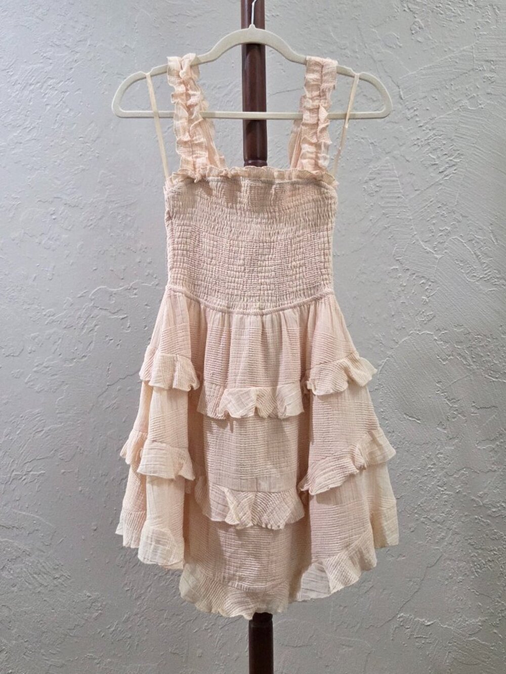 Gauze Tiered Smocked Ruffle Mini Dress